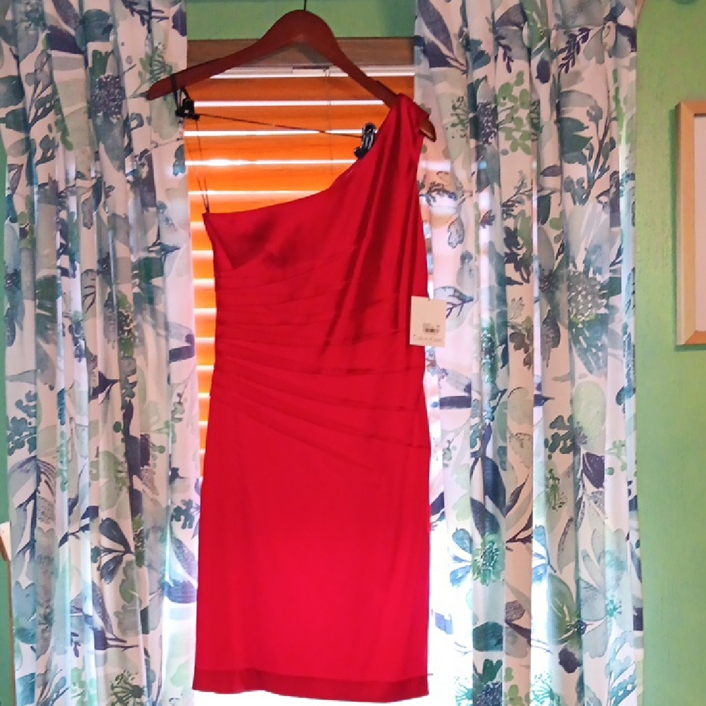 Chic One-Shoulder Red Dress